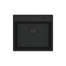 Granitinė plautuvė Franke Maris, MRG 610-52 A, Juoda matinė, juodas ekscentrinis ventilis