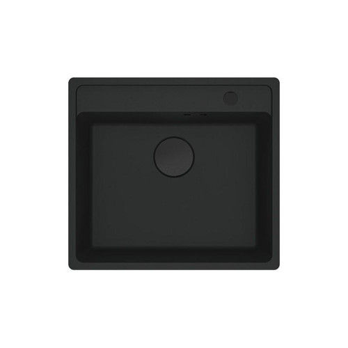 Granitinė plautuvė Franke Maris, MRG 610-52 A, Juoda matinė, juodas ekscentrinis ventilis