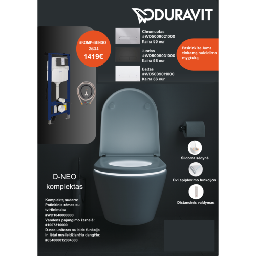 Potinkinio Duravit rėmo su Sensowash D-Neo unitazu komplektas