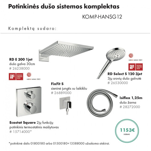 Potinkinis Hansgrohe dušo sistemos komplektas 5 in 1
