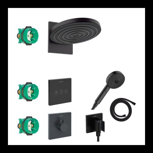 Potinkinis termostatinis dušas 7 in 1 komplekte HANSGROHE Pulsify S 260, 2jet, Matt Black