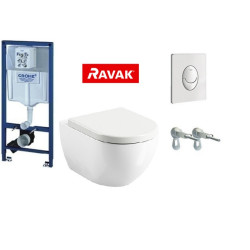 Grohe potinkinis rėmas su pakabinamu klozetu  Ravak Uni Chrome ir lėtaeigiu dangčiu 4in1