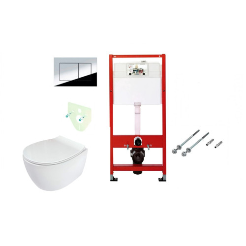 Tece potinkinis rėmas su TeceNow vandens nuleidimo mygtuku ir Deante Silia rimless pakabinamu klozetu su lėtaeigiu dangčiu Tece potinkinis rėmas su TeceNow vandens nuleidimo mygtuku ir Deante Silia rimless pakabinamu klozetu su lėtaeigiu dangčiu