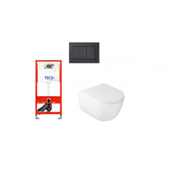 Komplektas 3 in 1 potinkinis Tece rėmas su Tece Now juodu matiniu nuleidimo mygtuku ir Galassia Dream klozetu 