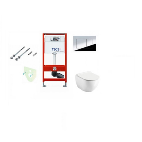 Komplektas 4 in1 Tece rėmas + mygtukas Tece Now chromas , Alice Cermica Unica Rimless klozetas su lėtaegiu dangčiu Komplektas 4 in1 Tece rėmas + mygtukas Tece Now chromas , Alice Cermica Unica Rimless klozetas su lėtaegiu dangčiu