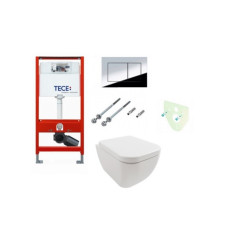 Tece potinkinis rėmas su TeceNow vandens nuleidimo mygtuku ir Hatria Bianca Pure Rimless  klozetu su lėtaeigiu dangčiu