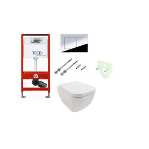 Tece potinkinis rėmas su TeceNow vandens nuleidimo mygtuku ir Hatria Bianca Pure Rimless  klozetu su lėtaeigiu dangčiu