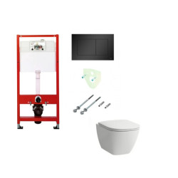 Potinkinis rėmas Tece su juodu mygtuku LAUFEN LUA RIMLESS pakabinamas wc su lėtaeigiu dangčiu Potinkinis rėmas Tece su juodu mygtuku LAUFEN LUA RIMLESS pakabinamas wc su lėtaeigiu dangčiu