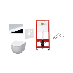 Komplektas 4 in1 Tece rėmas + chromuotas mygtukas Kerasan Flo NORIM klozetas su lėtaegiu dangčiu