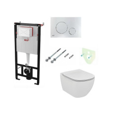 Komplektas 4 in1 Alcaplast rėmas + mygtukas chromas , Ideal Standard Tesi Aquablade klozetas su lėtaegiu dangčiu