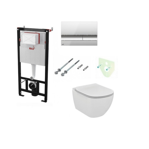 Komplektas 4 in1 Alcaplast rėmas + mygtukas chromas , Ideal Standard Tesi Aquablade klozetas su lėtaegiu dangčiu Komplektas 4 in1 Alcaplast rėmas + mygtukas chromas , Ideal Standard Tesi Aquablade klozetas su lėtaegiu dangčiu