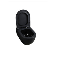 Juodas matinis pakabinamas klozetas Alice Ceramica Unica Rimless su lėtaeigiu dangčiu Juodas matinis pakabinamas klozetas Alice Ceramica Unica Rimless su lėtaeigiu dangčiu