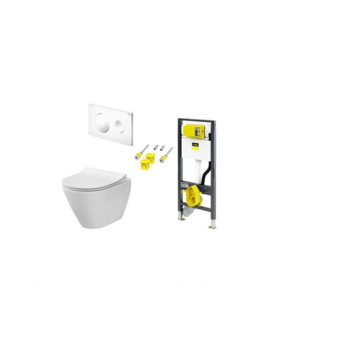 Wc rėmo komplektas Viega Prevista su City Oval puodu ir baltu mygtuku